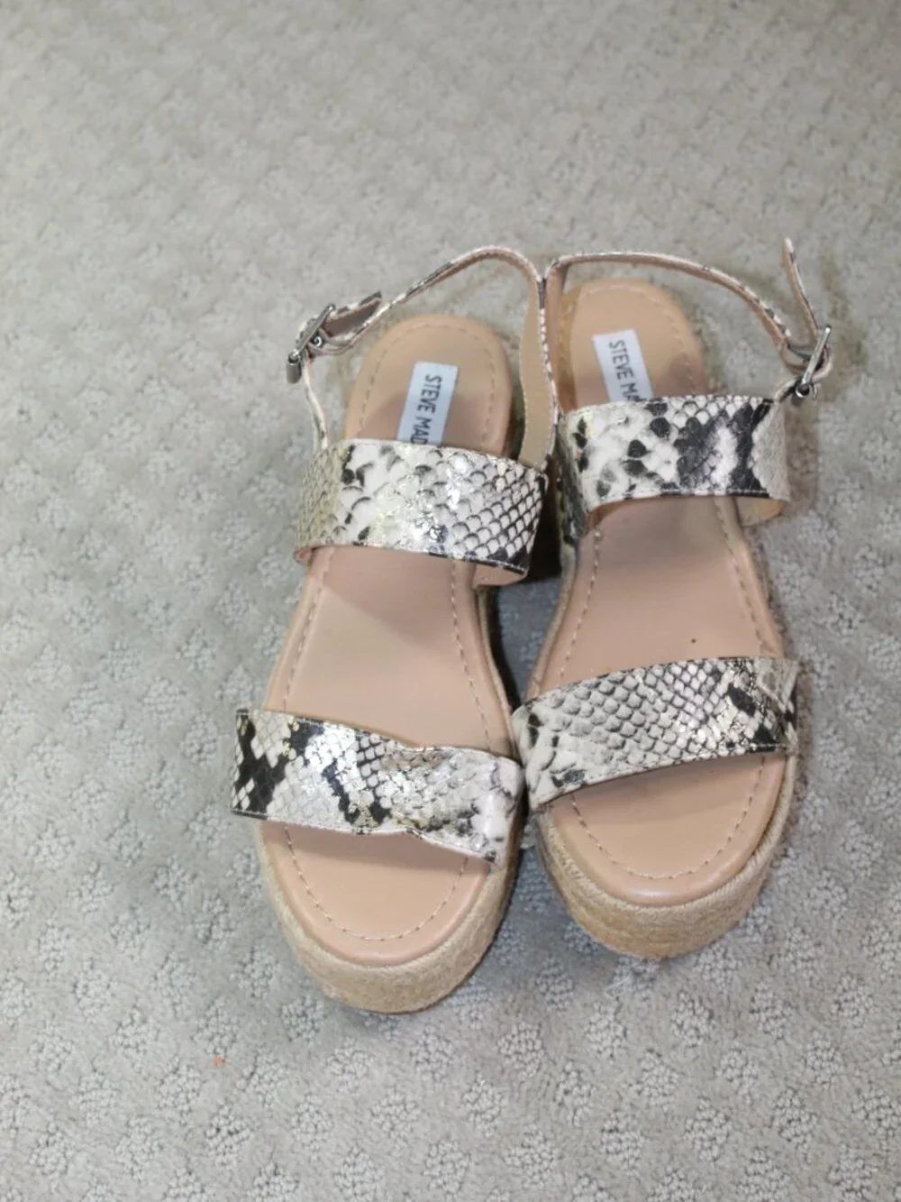 Steve Madden Fifer Size 9 Platform Snakeskin Print Espadrille Sandals
